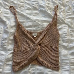 Nude Tie Front Crop Top